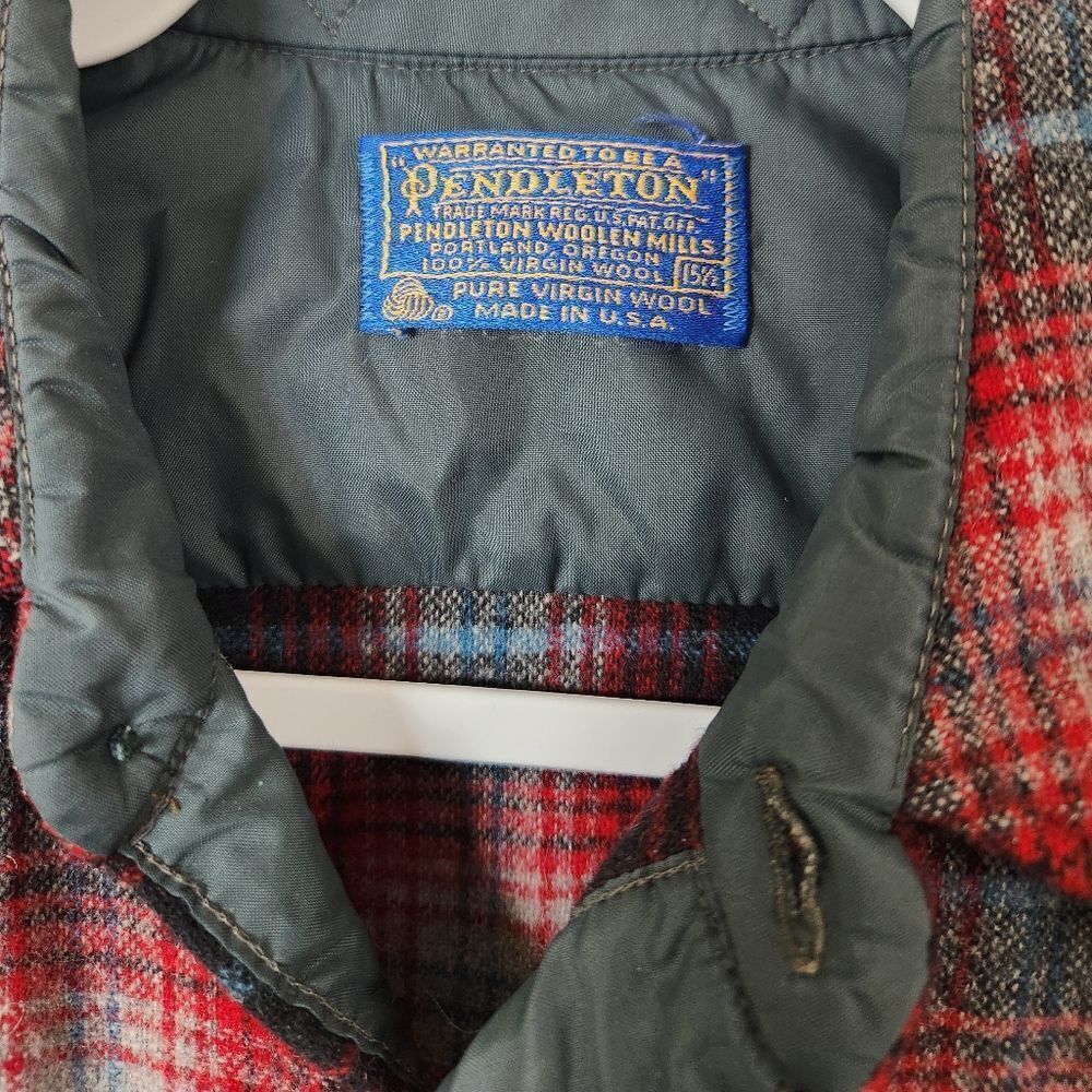 Pendleton Vintage Wool Button Front Shirt Size 15… - image 4